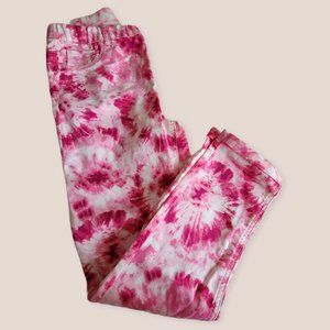 Girls Pink Tie Dye Leggings Jeggings Soft Roll Cuff Size 14/16 JJ833